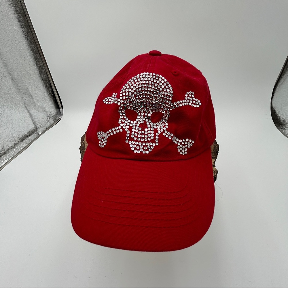 OTTO Red Skull Rhinestone Hat